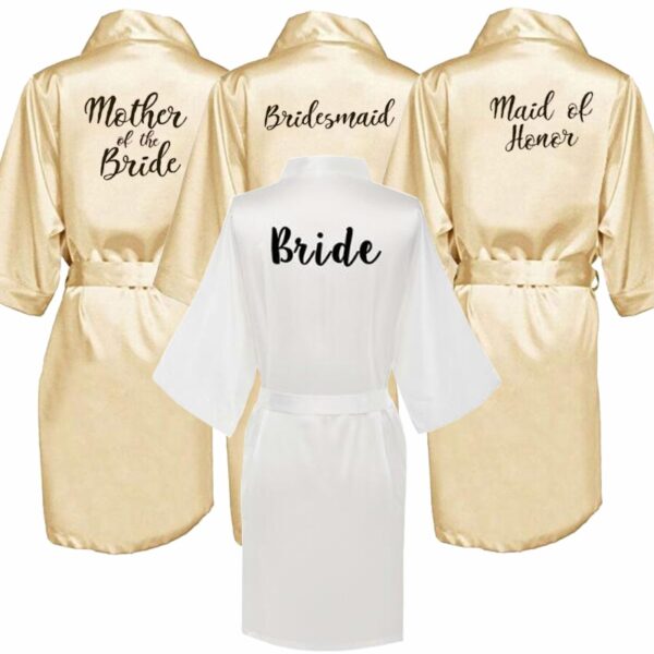 champagne gold robe bride satin kimono robe women wedding sister of the ...