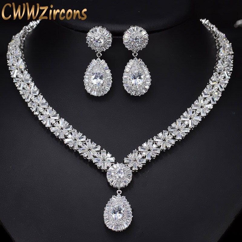 Cwwzircon Wedding Jewelry Sets  Pink Stone Wedding Jewelry Set