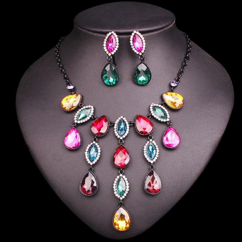 Fashion Indian Vintage Crystal Wedding Jewelry Sets For Bride